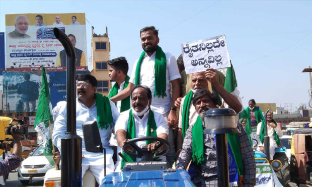 JDS protests in support of farmers