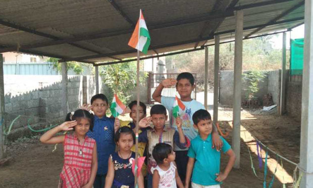 Flags from children at home!