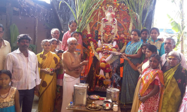 Preparing for the Adi Shakti Fair, the village goddess of Shirahatti