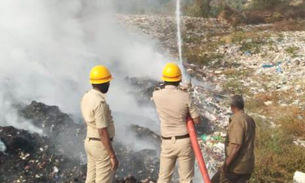 Fire to a solid waste disposal unit