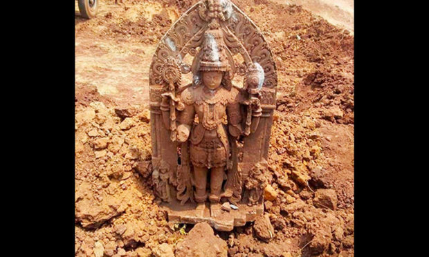 The discovery of an ancient Vishnu idol