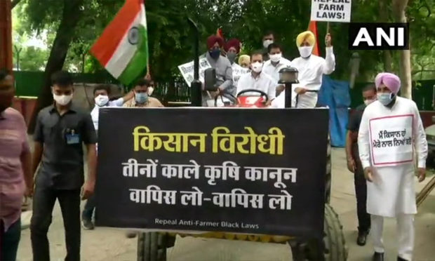Rahul Gandhi drives tractor to Parliament, says ‘ brought farmers’ message’
