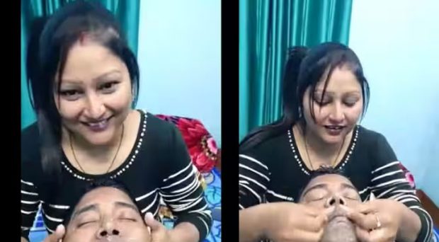 Female Health Officer Gives Face Massage to Doctor: video viral