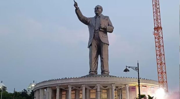 KCR unveils 125-ft-tall Ambedkar statue in Hyderabad